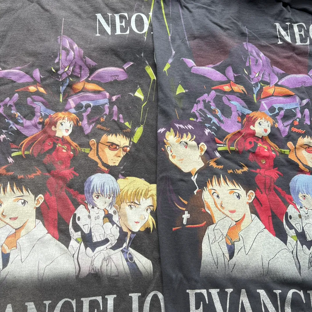 Printing proofing (too many colors, individual color proofing has deviations, has been modified for large quantities) SAINT Mxxxxxx × EVANGELION NEON GNSIS TEE/BLK joint model Neon Genesis Evangelion distressed short-sleeved, washed black S-XL